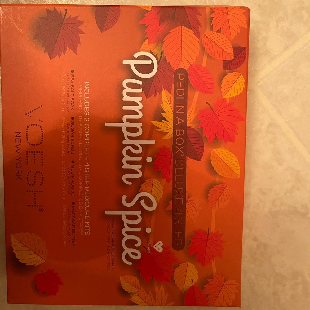 Brand new never used pedicure in a box pumpkin scent